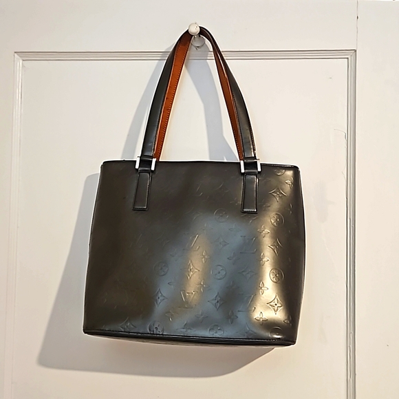 Authentic Louis Vuitton black noir matte monogram Stockton shoulder / tote bag - Picture 3 of 16